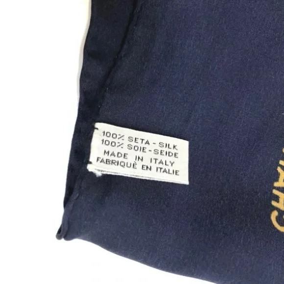 ✨🛍️ Chanel Navy Multicolor CC Jewelry Pattern Silk Scarf - Picture 2 of 2